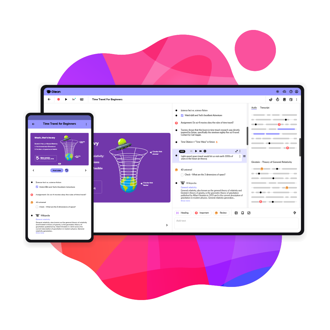 Example of what Glean looks like on the app in in a desktop window.